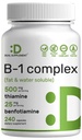 DEAL SUPPLEMENT Vitamin B1 500mg med Benfotiamine, 240 kapslar - 2 i 1 Förbättrad formel - Fett & Vattenlöslig Thiamin B1 Supplement - Tredje part testad, icke-GMO, Ingen Gluten