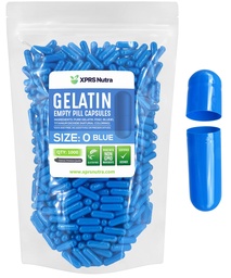 XPRS Nutra Size 0 Empty Capsules - Empty Gelatin Capsules - 1000 Count DIY Capsule Fyllning - Pure Bovine Pill Gel Caps for Do-It-Yourself Supplements (Blue)
