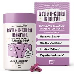 Legendairy Milk Pure Inositol Supplement - Myo Inositol och D-Chiro Inositol Capsules - Ideal 40:1 Ratio - Ovarian & Fertility Support för kvinnor - 30 dagars leverans