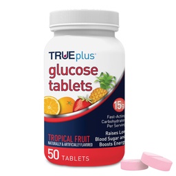TRUEplus® Glucose tabletter, Tropical Fruit smak - 50ct flaska