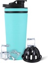Ice Shaker Insulated Stainless Steel Shaker Bottle | 26oz, Mint | Kall för 30 + timmar | Insulated Cup med Twist-on Agitator | Odor-Free Bottle för Protein Shakes, Vatten, Smoothies, Cocktails