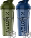 VELOMIX -2 Pack-28 oz Protein Shaker Bottles för proteinblandningar - 2x Wire Whisk | Läcka Proof Shaker Cups för Protein Shakes | Pre Workout Shaker Bottle | Shakers för Protein Shakes-Green & Blue