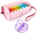Fullicon PU Case Weekly Pill Box Organiser 2 Times A Day, Travel 7 Day Pill Boxes, Portable Tablet Organiser för medicin, medicinering, vitamin, fiskoljetillskott (Pink / Rainbow)