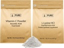 PURE ORIGINAL INGREDIENTS L-Lysine HCI och Vitamn C Powder Bundle, 1 lb Var och en, icke-GMO, Gluten Free, Kosttillskott
