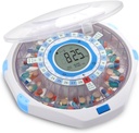 LiveFine WiFi Automatic Pill Dispenser och Remote Medication Monitoring System med Locking Key, 28-dagars Medicinering Organizer Upp till 9 Doses Per, Justerbart Ljus / Sound Alarms För Prescriptioner & Vitami