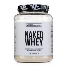 Naken Whey Vanilla Protein Powder - Endast 3 ingredienser - Grass Fed Whey Protein Powder, Vanilla Flavor och Organic Coconut Sugar, NSF Certified, No GMO, No Soy och Gluten Free - 24 portioner