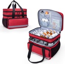 CURMIO Double Layers Pill Bottle Organizer Bag Empty, Medicine Organizer Storage Case med Lockable Zippers, Medication Travel Bag för receptbelagda flaskor, Medicinska Supplies, Red (Patent Design)