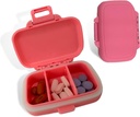 Travel Pill Organizer - Hållbar, Watertight Pill Case Travel Storlek med 3 delar - Kompakt Pill Travel Case för vitaminer, tillägg, medicin - Rese Pill Container för handväska (rosa)