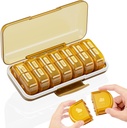 Weekly Pill Organizer 2 gånger om dagen, Large 7 Day Am Pm Pill Box - Acedada Twice Daily Pill Case med Avtagbar Day Night Design, Medicin Container Holder för vitamin, fiskoljor, tillägg, Amber