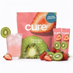 Cure Hydration | Plant-Based Electrolyte Drink Mix | No Added Sugar | FSA-HSA | Dehydration Relief Powder Made with Coconut Water | Non-GMO | Vegan | Påse av 14 Packets - Strawberry Kiwi