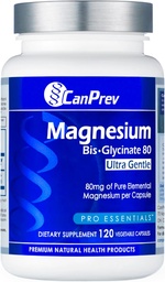 CanPrev Magnesium Biglycinate Chelated 80mg Ultra Gentle 120 V-Caps 120-Day Supply - Stöd Muskelfunktion, Bone Strength & Relaxation, Pure Magnesium Bisglycinate Formel, främja komfort och balans