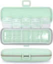 Naturetouch Pill Organizer, 7 Compartments Pill Box Portable Travel Medicine Organizer för Purse eller Pocket 7 Day Pill Dispenser Storage Case med Lock för Vitamin Medication Fish Oil Supplements Gree