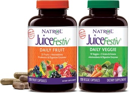 Natrol JuiceFestiv, den ultimata frukten och Veggie Super-Food för att stödja balanserad näring och övergripande välbefinnande, plus antioxidanter för cellulär hälsa, 120 kapslar (2-räkna), upp till en 60-dagars leverans