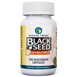 Fantastiska örter Hela Spectrum Black Seed & High Potency Garlic, Vegetarian Capsules - Gluten-Free, Non-GMO, Vegan, Stöder Immune System, Lung Function, & Cardiovascular Health - 100 Count