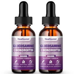 2 Pack Glucosamine Chondroitin MSM Liquid Drops, Extra Strength Joint Support Supplement för vuxna män och kvinnor, Quercetin Boswelia, Bromelain, Antioxidant Immune Support (4 Fl oz)
