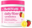 Belli Welli Fiber Supplement för kvinnor & män, Premium Daily Fiber Powder från organisk Acacia med tillsatt Collagen, Electrolytes & Probiotics, No Bloat, Constipation & Gut Health Support (Strawberry Lemonade)