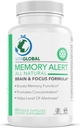Memory Alert | All Natural Brain & Focus Formel | Förbättra uppmärksamhet och arbetsminne | Höj övergripande kognitiv prestanda | Uppgraderar minne, fokus, hastighet, hjärnfunktion | VITAGLOBAL 60 kapslar