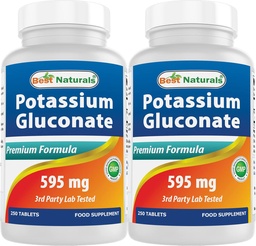 Bästa naturliga kaliumglukonat 595 mg 250 tabletter (250 greve av 2)