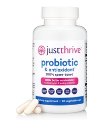Just Thrive Probiotic & Antioxidant Supplement - 100% Spore-Based Digestive och Immune Support - Gluten Free, 90 Caps