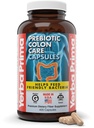 Yerba Prima Prebiotic Colon Care Capsules, 400 Caps - Fem Formulär av Fiber Plus FOS Pre-biotika - Kosttillskott - Hälsosam Lösning & Olösliga Fibrer för Regularitet & Digestive Support