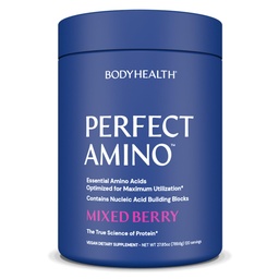 BodyHealth PerfectAmino Powder - BCAA och EAA Powder for Pre and Post Workout - Amino Acid Energy Drink för män och kvinnor för att stödja Lean Muscle and Recovery - Mixed Berry - 120 portioner