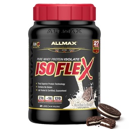 ALLMAX Nutrition ISOFLEX Whey Protein Isolate, Cookies & Cream - 2 lb - 27 Grams of Protein Per Scoop - Zero Fat & Sugar - 99% Lactose Free - Gluten Free & Soy Free - Ungefär 30 portioner