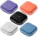 Small Pill Case 4 Compartments Light Grey Purple Blue Black och Pink Set på 5