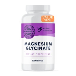 Vimergy Magnesium Glycinate - Stress Support - Chelated to Avoid Tummy Upset * - Främjar hjärthälsa och energi * - Kosher, Vegan Gluten-Free - 300 Caps