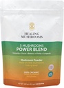 5 Mushrooms Power Bland, Organic Powder with Lions Mane, Reishi, Cordyceps, Turkey Tail, Chaga. 100 Grams