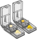JohnBee 2PCS Pill Cutter för små eller stora piller - Den bästa multipla piller Splitter någonsin - Design i USA - Dubblar som en tablettlåda - inte lämplig för små piller (Gray)