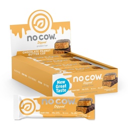 No Cow Vegan Protein Bars, Upgraded Peanut Butter Cup | 20g Plant Based Protein, Gluten Free, Dairy Free, Soy Free, Keto Friendly, Low Sugar, High Fiber Snack Bars | Pack med 12