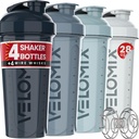VELOMIX -4 PACK 28 Oz Protein Shaker Bottle för proteinblandningar - 4x Wire Whisk | Leak Proof Shaker Cups för Protein Shakes | Protein Shaker Bottle Pack | Protein Shake Cup (Aqua Depths)