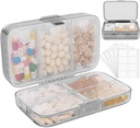 FYY Weekly Pill Organizer with Labels,8 Compartments Travel Daily Pill Case Airtight Moistureproof Large Pill Box to Hold Vitamins, Fish Oil, Supplements,Cotton Swab och Bandages-Grey