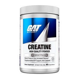 GAT SPORT Kreatin Monohydrat 300 Gram pulver, styrka, hjärnhälsa, antioxidant, uthållighet, för män och kvinnor, osmakade, 60 portioner