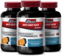 Folic Acid Pills - Anti-Gray Hair Solution - Chlorophyll Pills, Gray Hair Vitamins, Pantothenic Acid, Nettle, Hair Color Vitamins, Support Natural Hair Color, Saw Palmetto, (3 flaskor - 180 kapslar)