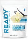 Ready® Proteinpulver - 25g Whey Protein, 120 kalorier, 0g extra socker - 7 enkla ingredienser - Inga artificiella tillsatser - Glutenfri, ren och naturlig - Vanilla (1 pund väska)