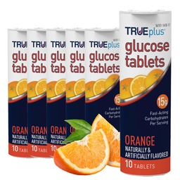 TRUEplus Glucose tabletter, Orange smak - 6X 10ct Tubes