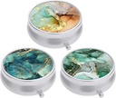 3 Pack Pill Box, Small Pill Case för Purse & Pocket, Cute Travel Medicine Organizer, Portable Medicine Container Holder för att hålla Vitaminer, Medicinering, Fish Oil & Supplement, Ink Texture