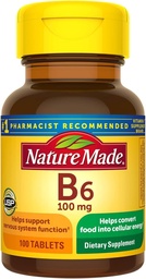 Nature Made Vitamin B-6 100 mg tabletter 100 ea (Pack of 4)