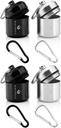 Portable Keychain Pill Holder Case för Round Glucose Tablets & Critical Medicine - Discreet Waterproof Key Chain Pill Container Carrier med starka karbiner - Aluminium Alloy Pill Fob Box - 4 Pack