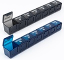 2-Pack Weekly Large Pill Organizer for Travel, 7 Day Pill Boxes och Organizer, Big Compartments Pill Case AM PM,14 Day XL Medication Organizer Dispenser för fiskoljor, Vitamin Holder Supplement