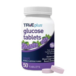 TRUEplus® Glucose tabletter, Grape smak - 50ct flaska