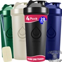 4 PACK, 28 oz Shaker Bottles med kraftfulla Wire Whisks för proteinblandningar | Leakproof Blender Shaker Bottle Pack med rengöringssvamp | BPA-Free & Dishwasher Safe | Protein shaker flaska