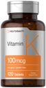 Horbäach Vitamin K Supplement | 100mcg | 120 tabletter | Vegetarisk, icke-GMO & Gluten fri tillägg
