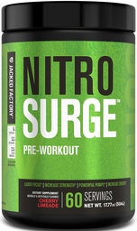 Jacked Factory NITROSURGE Pre Workout Supplement - Endless Energy, Instant Strength Gains, Clear Focus, Intense Pumps - NO Booster & Powerful Preworkout Energy Powder - 60 portioner, Cherry Limeade