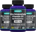 2 i 1 Förbättrad formel: Vitamin B1 med Benfotiamine 500mg, Fat Soluable Supplement av vitamin B-1, 500 mg - 120 kapslar (3)
