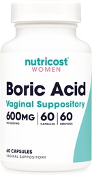 Nutricost Boric Acid 600mg, 60 kapslar - Vaginal Suppository - Non-GMO - för kvinnor