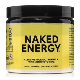 NAKED Energy - Pure Pre Workout Powder för män och kvinnor, Vegan, Unflavored, Healthy Pre Workout - Inga tillsatta sötningsmedel, färger eller smaker - 50 portioner