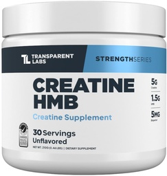 Transparent Labs Creatine HMB - Kreatinmonohydratpulver med HMB för muskeltillväxt, ökad styrka, förbättrad energiproduktion och förbättrad atletisk prestanda - 30 portioner, osmakad