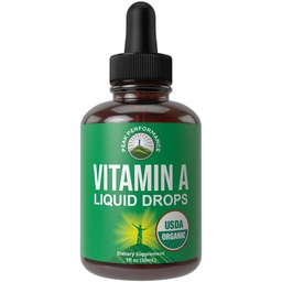 USDA Organic Vitamin A Liquid Drops Supplement. Vegan High Bioavailability for Eye, Skin och Bone Health. för vuxna, män, kvinnor, barn. Ekologiskt VIT A Oil Retinyl Palmitate. Glutenfri, noll socker